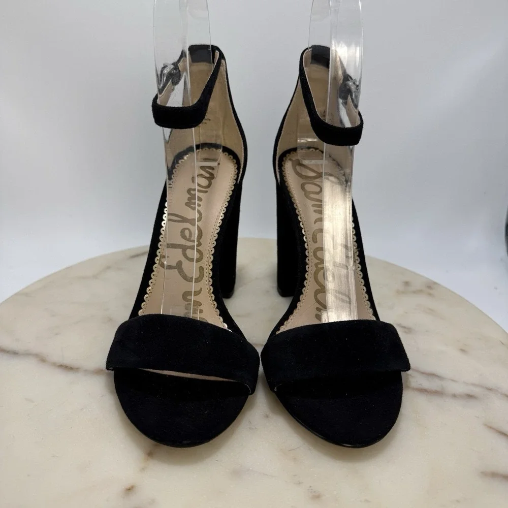 Sam Edelman Yaro Block Heel Sandal Black Suede, Size 6M